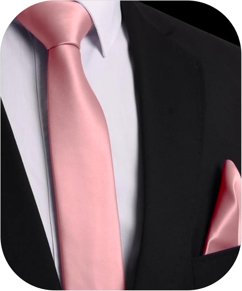 Trilece Ties for Men - Mens Solid Color Formal Necktie and Pocket Square Sets - Image 1